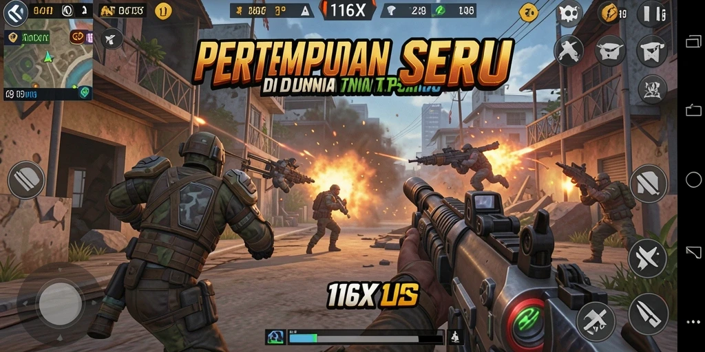 Tampilan gameplay seru 116X di dunia TPS.