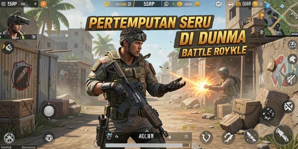 Tampilan gameplay seru dan mendebarkan dari 55RP di arena Battle Royale.