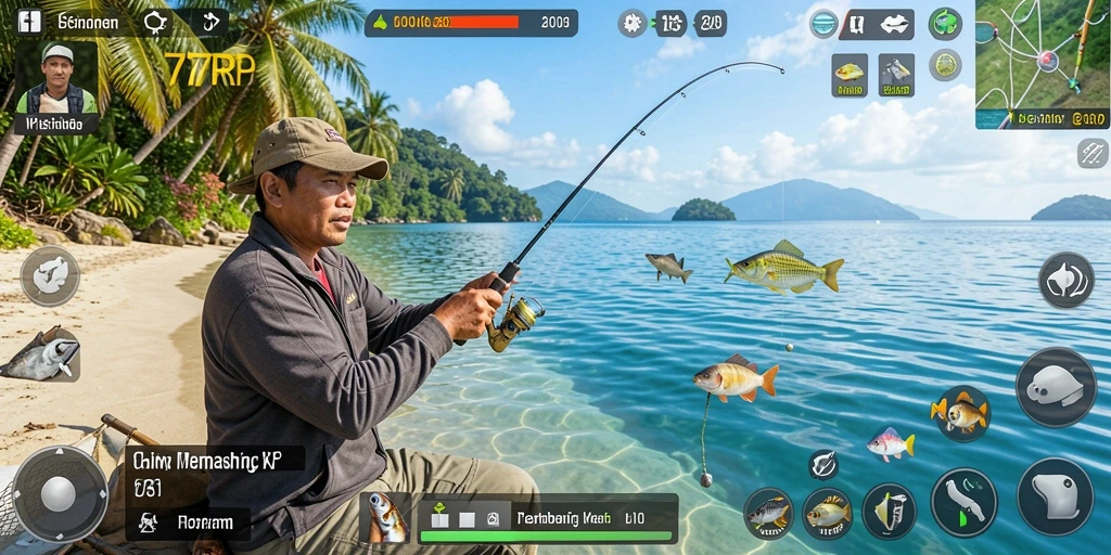 Tampilan gameplay 77RP dengan aksi memancing yang seru dan menarik.