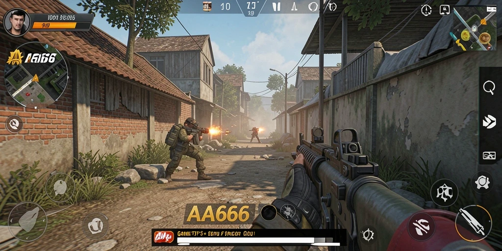 Tangkapan layar menunjukkan aksi seru dalam gameplay TPS AA666.