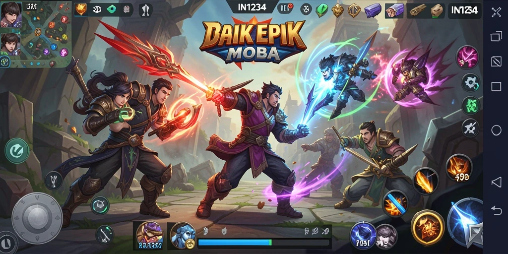 Gameplay seru di dunia MOBA dengan karakter beragam.