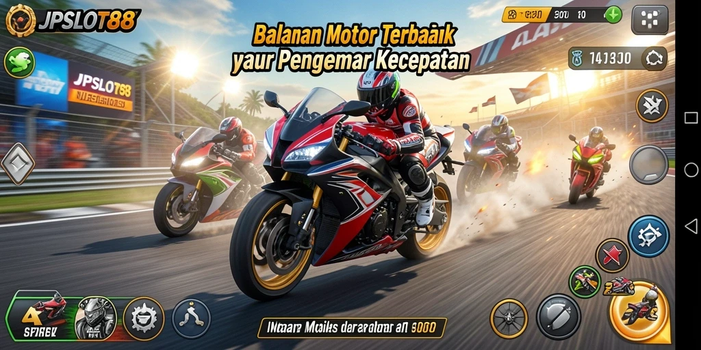 Gameplay seru dengan balapan motor yang mendebarkan.
