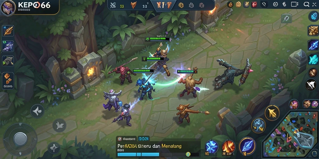 Screenshot gameplay KEPO66 dengan aksi pertempuran seru di arena.