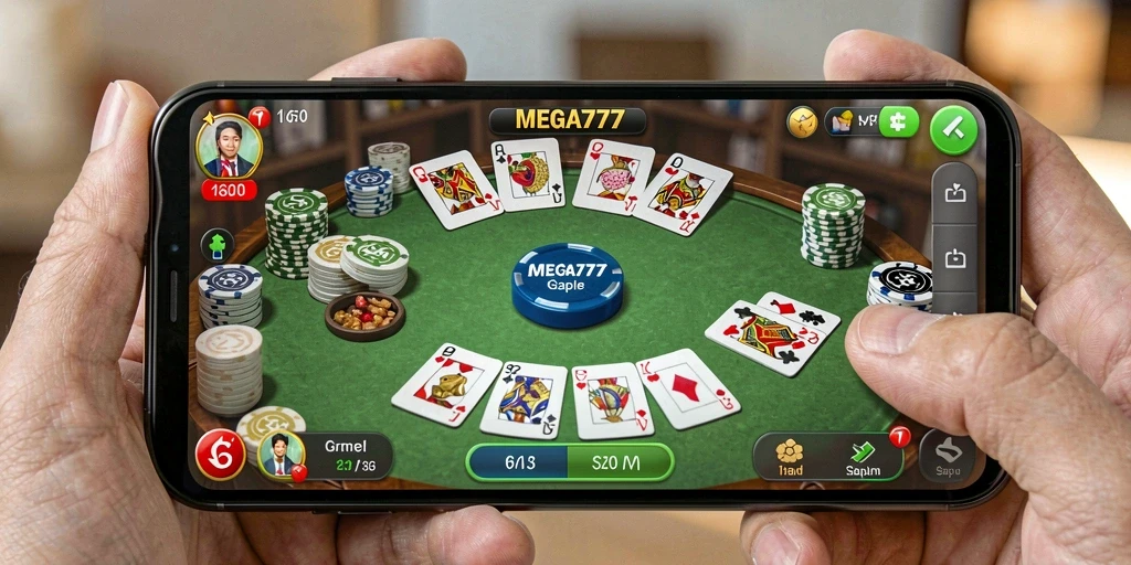 Tampilan gameplay MEGA777 yang seru dan interaktif pada permainan Gaple.