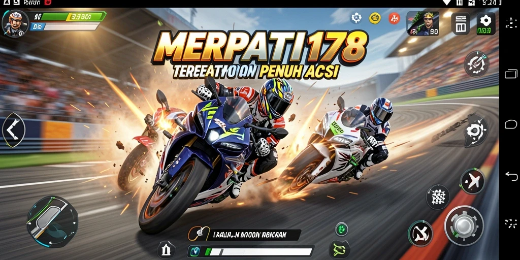 Tangkapan layar menunjukkan gameplay seru balapan motor di MERPATI178.