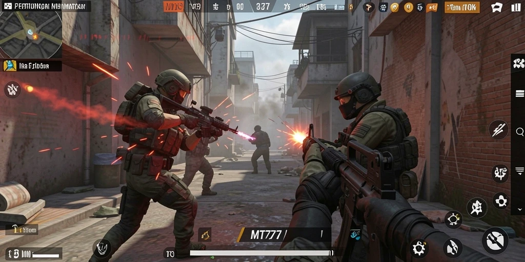 Gameplay seru dan mendebarkan dalam MT777 saat bertempur dengan musuh.