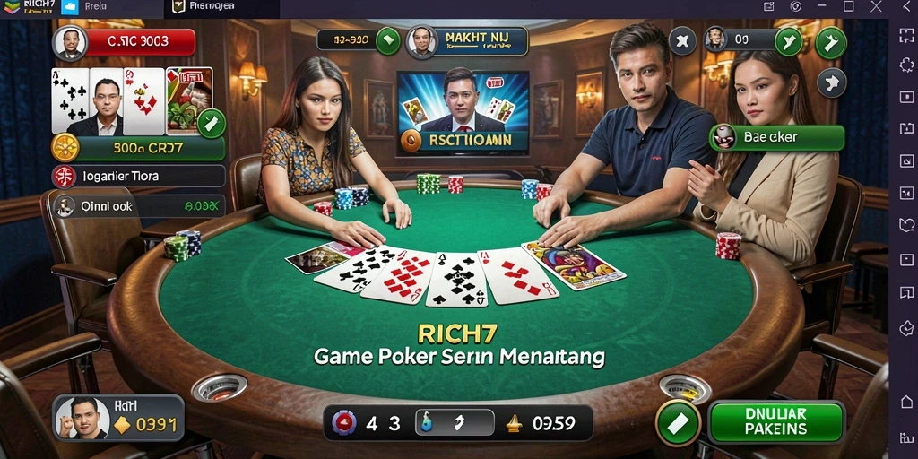Tampilan gameplay Poker yang seru di RICH7.