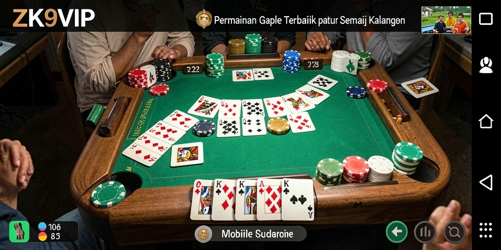 Tampilan gameplay seru dalam aplikasi ZK9VIP yang menangkap keseruan permainan Gaple.